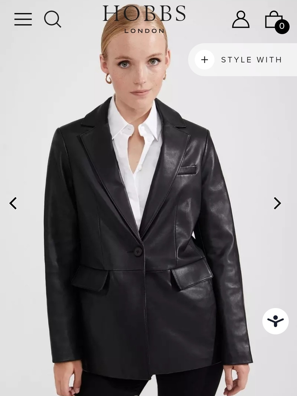 Hobbs Merrisa Womens Black Leather Blazer Jacket
